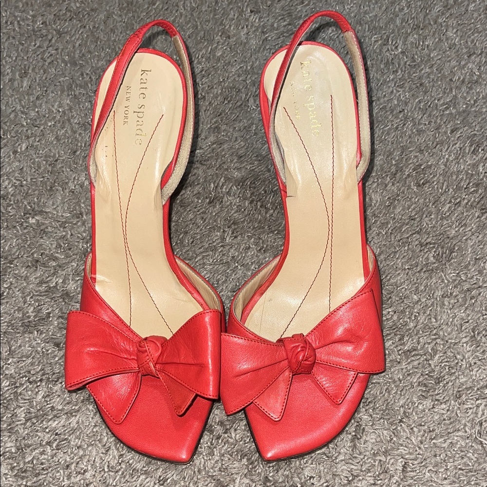 Kate Spade Coral Bow Slingback Heels